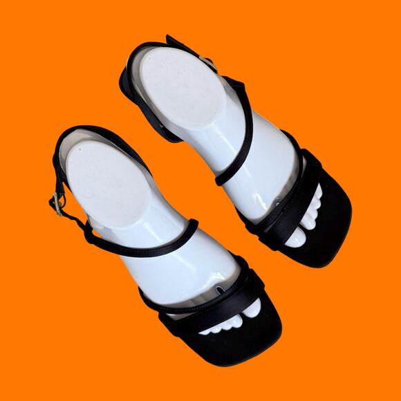 90's 00's vintage navy satin strappy y2k heels US Size 8 Kenneth Cole - Picture 5 of 6